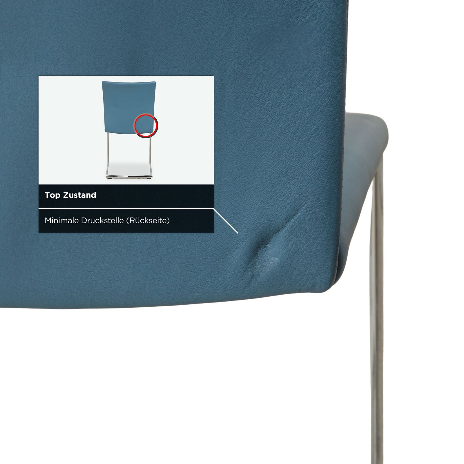 Lot de 6 chaises Draenert Nobile Swing en cuir, bleu et pétrole photo vinterior