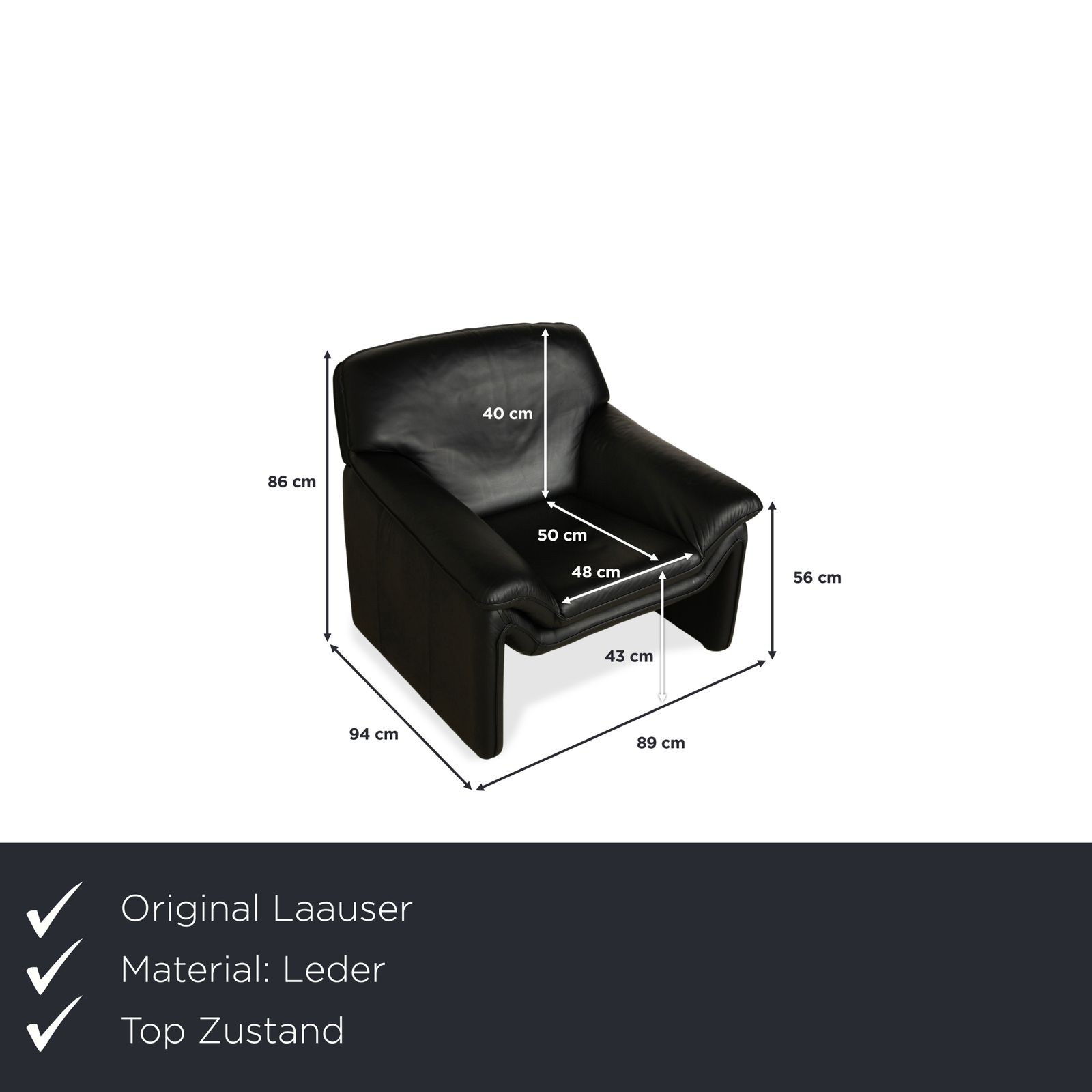 Fauteuil Lauuser en cuir noir photo furniture