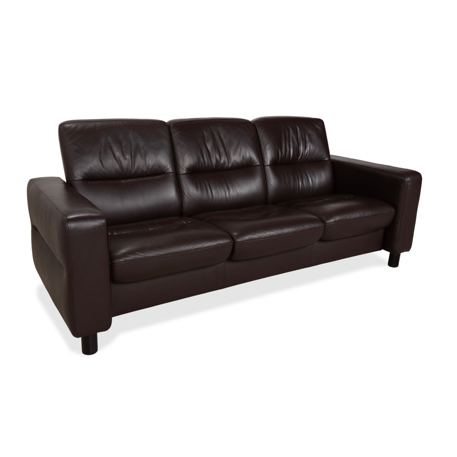 Canapé 3 places Stressless Wave en cuir brun espresso, fonction manuelle photo for sale