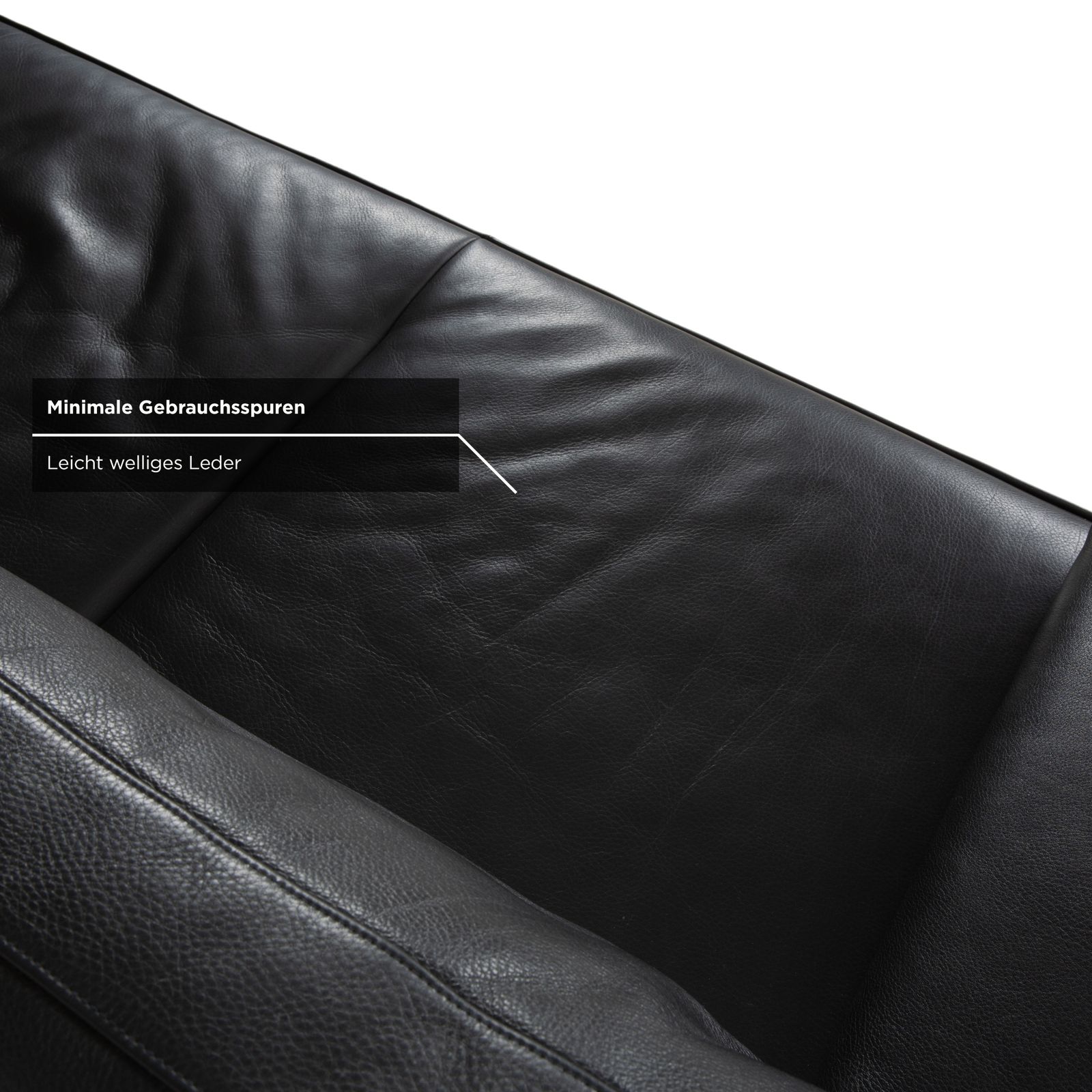 photo furniture Walter Knoll Living Platform Leather Two Seater Black Sofa Manual Function