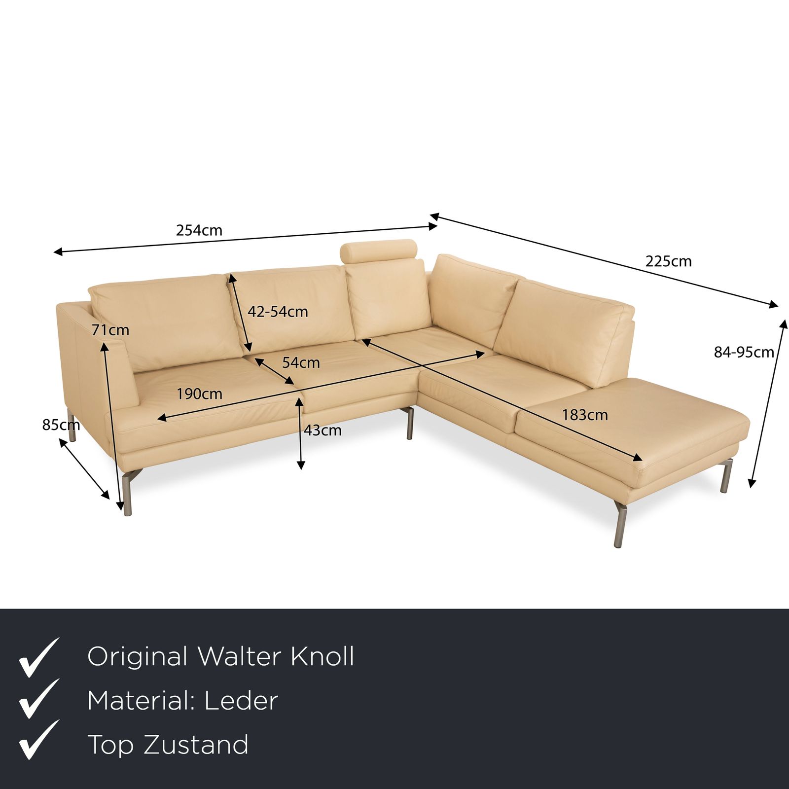 Walter Knoll Good Time Leren Hoekbank Beige Crème photo furniture