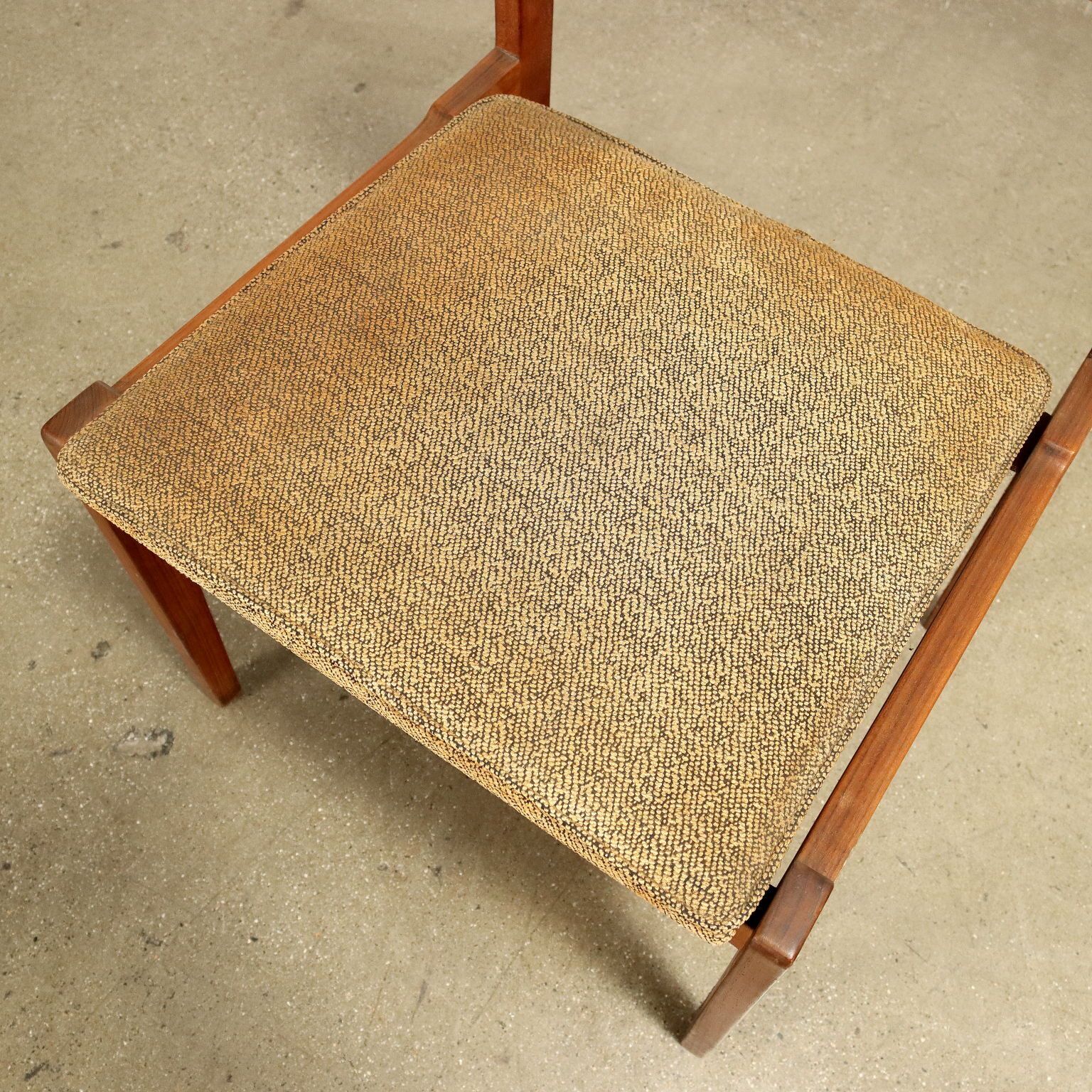 Pair Of Vintage 1950s Chairs Wooden Structure Cloth Seat Furnishing photo vintage