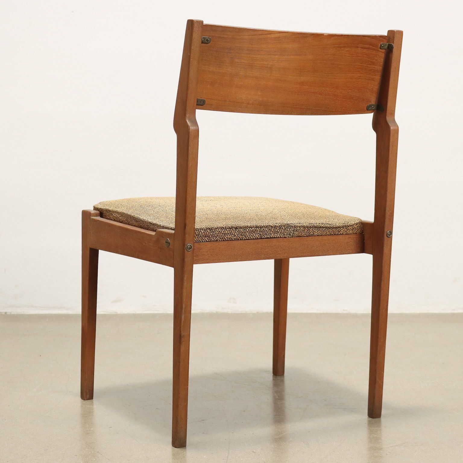 photo furniture Pair Of Vintage 1950s Chairs Wooden Structure Cloth Seat Furnishing
