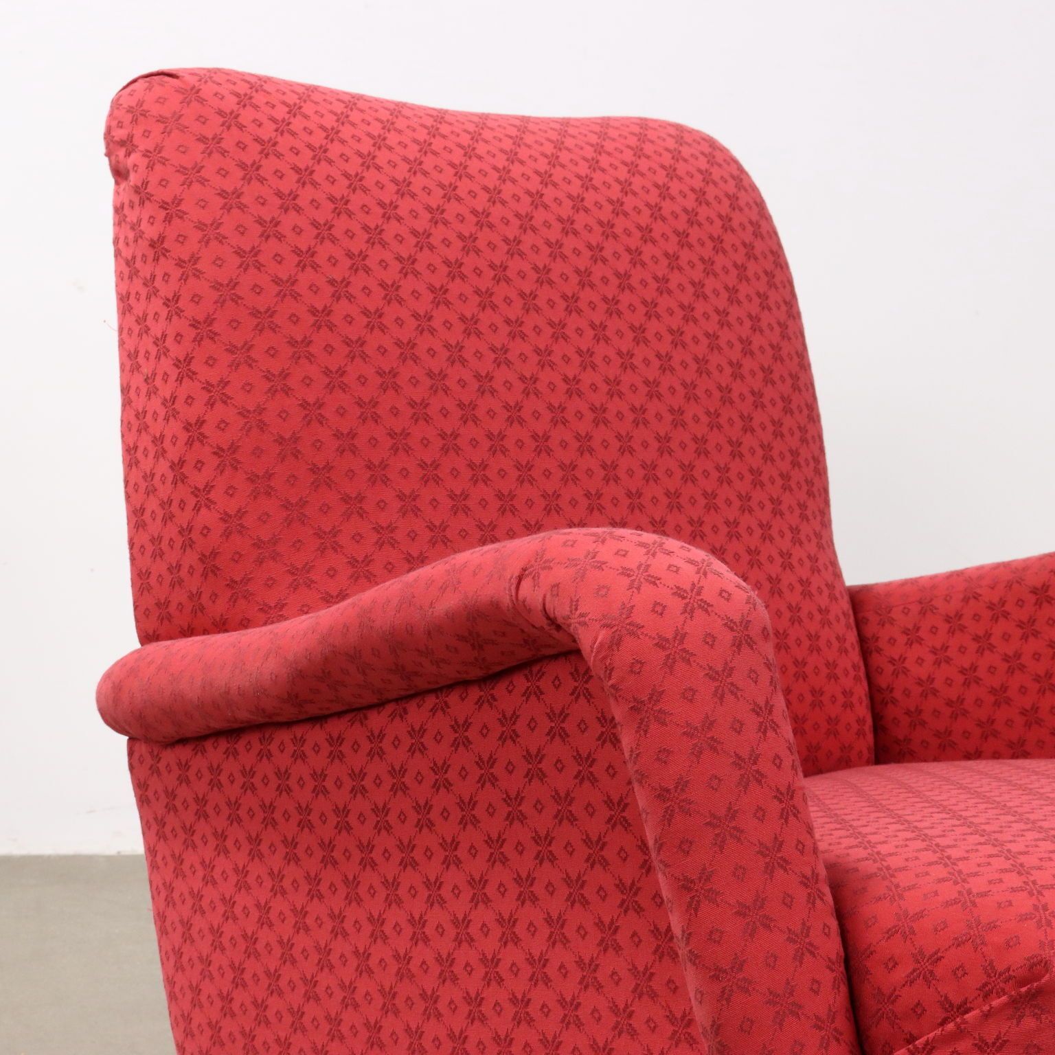 Vintage Armchair Fabric Wood Italy 1950s photo for sale
