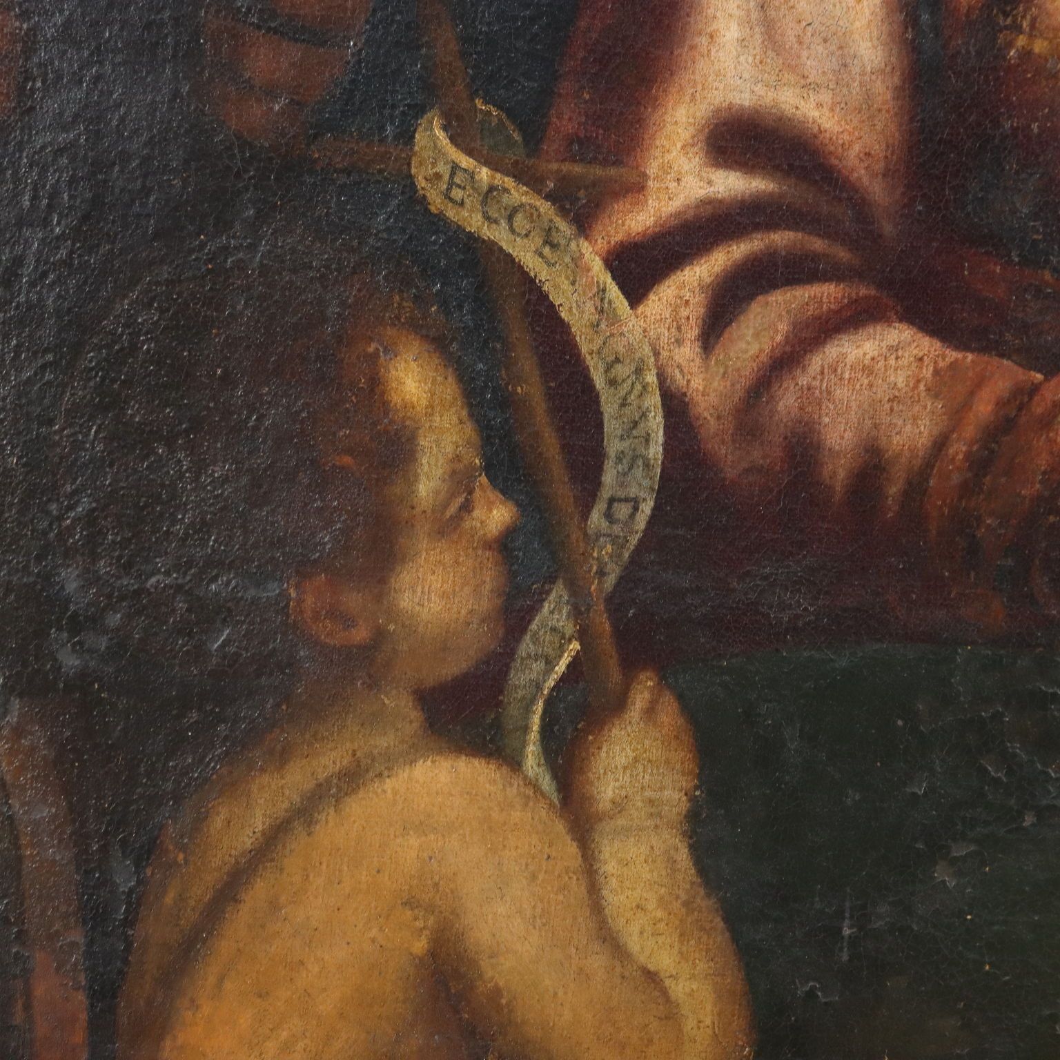 Antique Painting Religious Subject Oil On Canvas XVII Century photo Art