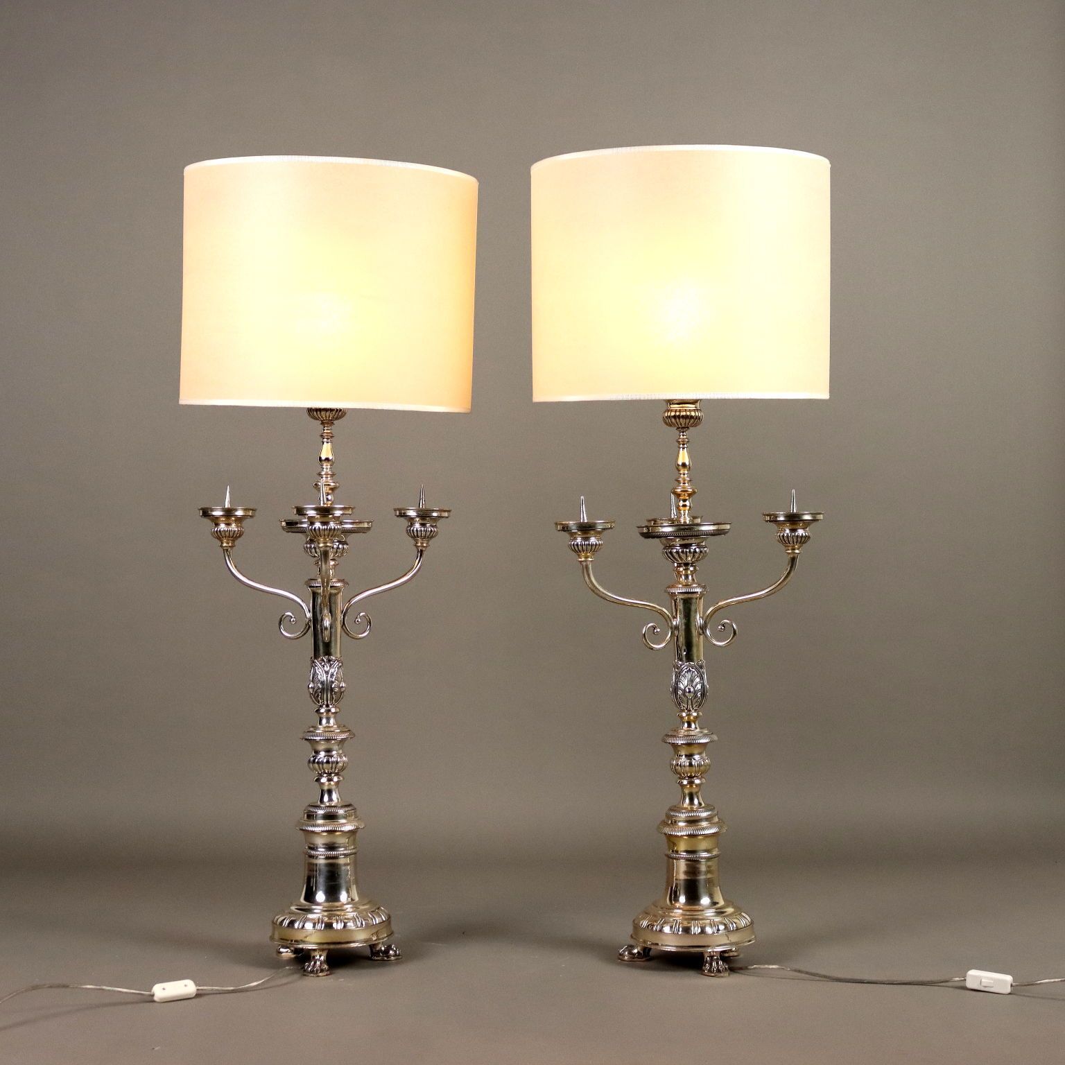 Antique Candelabra Sheeth Metal Italy XX Century