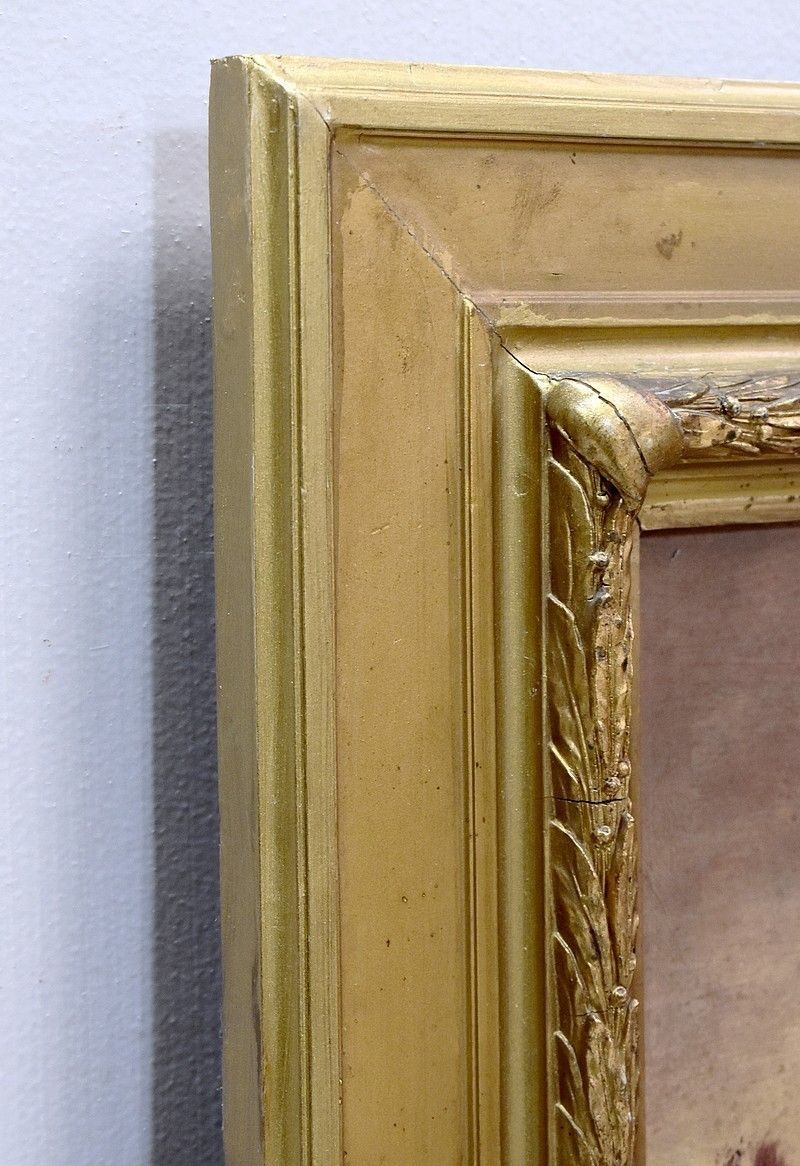 Trumeau Mirror With Oil On Wood, 20th Century photo for sale