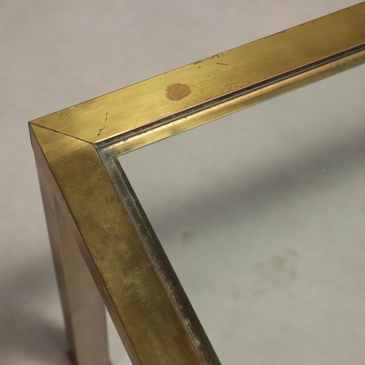 Vintage Coffee Table Brass Glass Design Italy 1970s photo 320.0