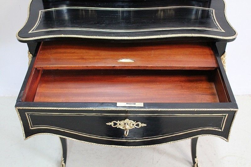 photo furniture Rare Small Office Of Lady Louis XV Blackened Wood Napoleon III Period