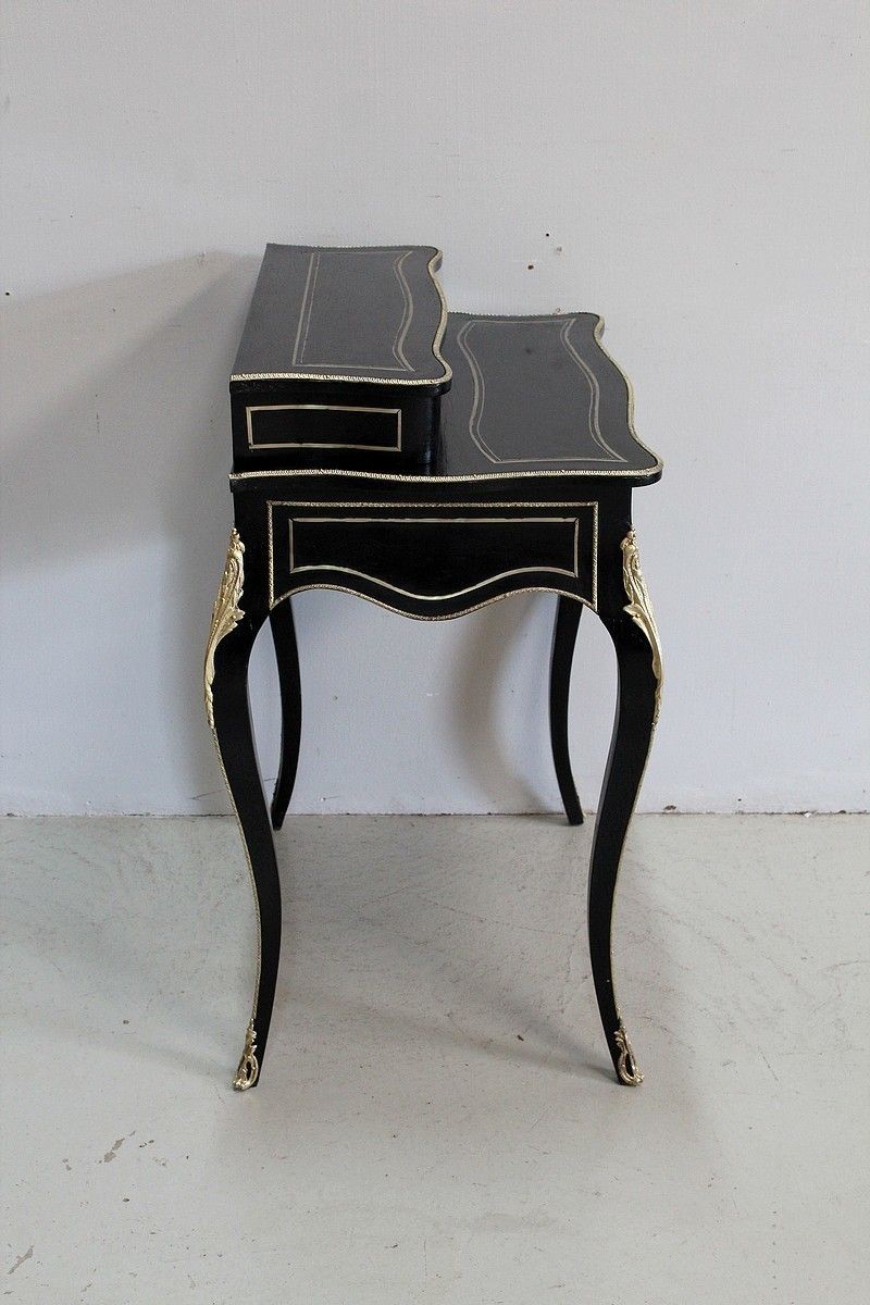 Furniture Rare Small Office Of Lady Louis XV Blackened Wood Napoleon III Period photo