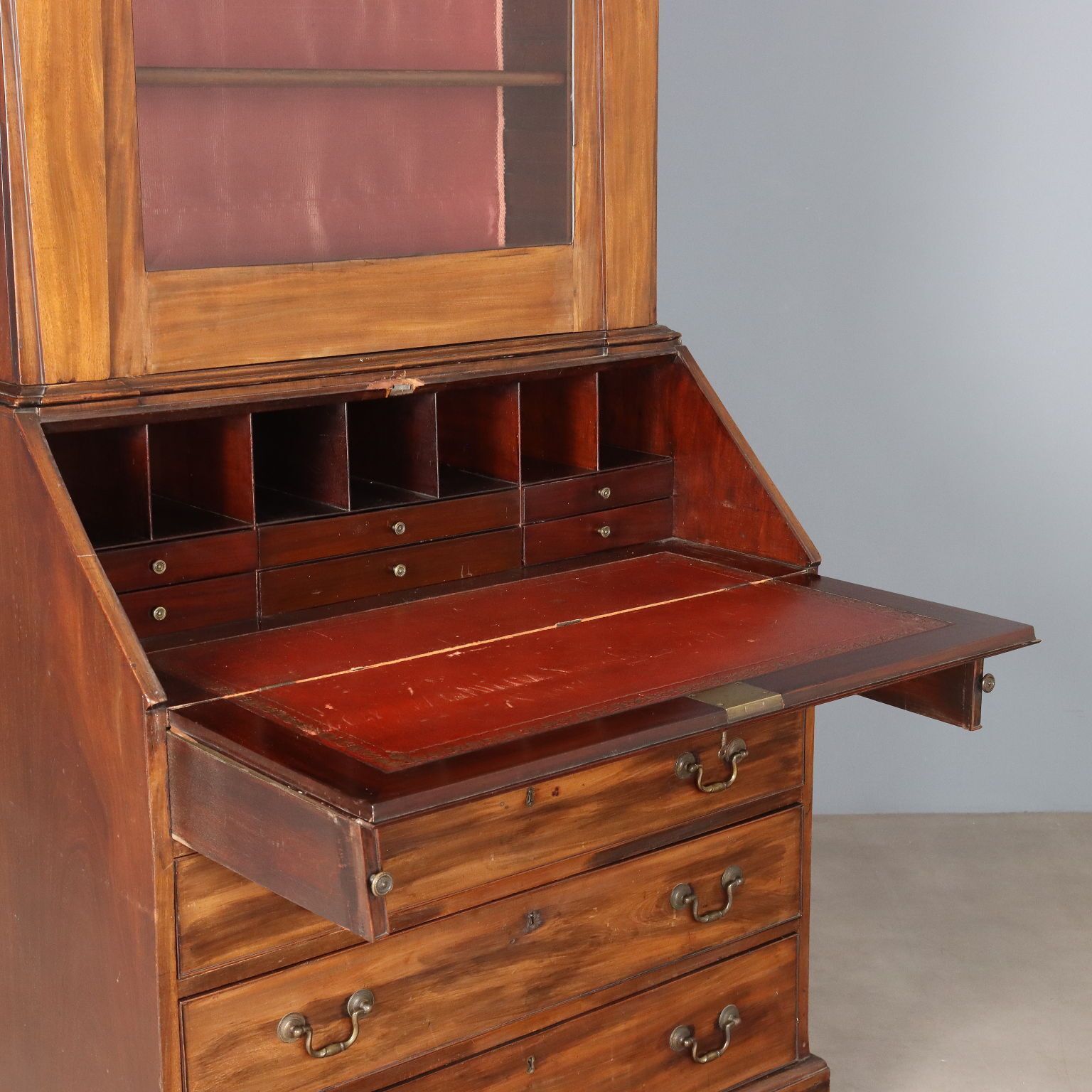 Antique Trumeau Mahogany Leather United Kingdom XIX Century photo vinterior