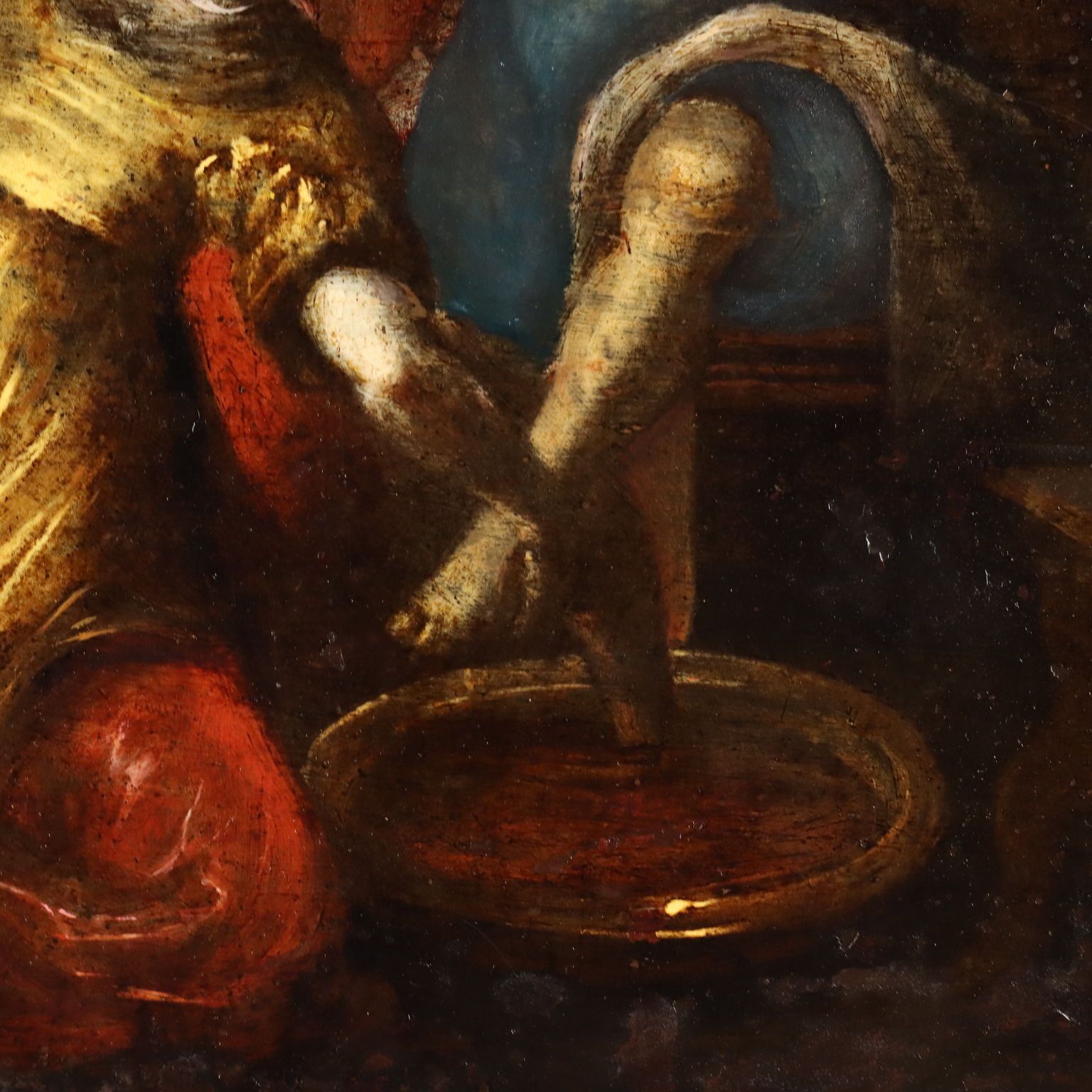 Antique Painting The Washing Of The Feet Oil On Hardboard '700 photo buy