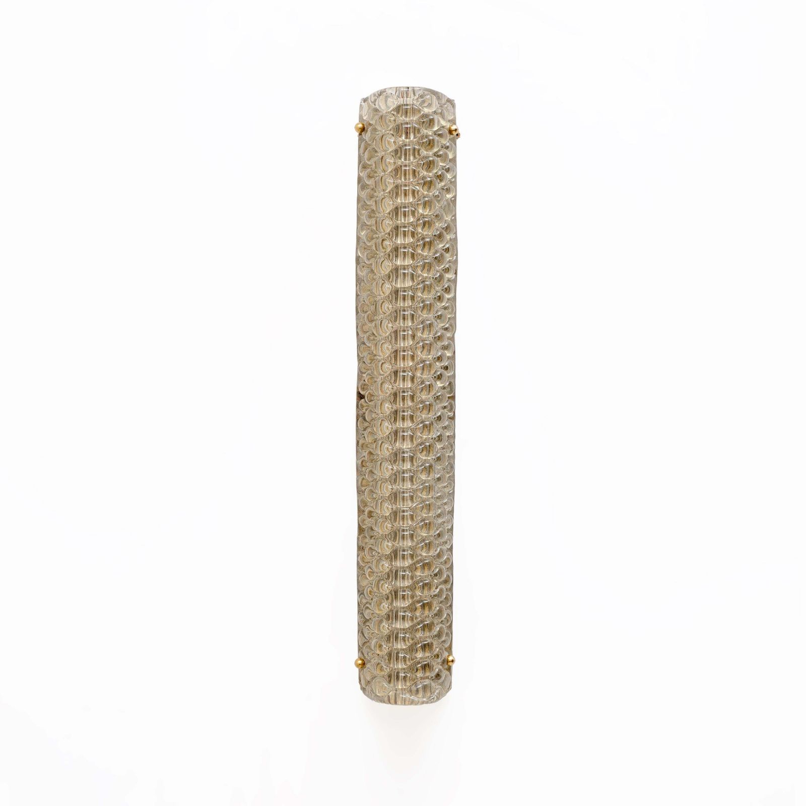 Pair Of Modern Italian Brass And Murano Glass Textured Light Beige Wall Sconces photo for sale