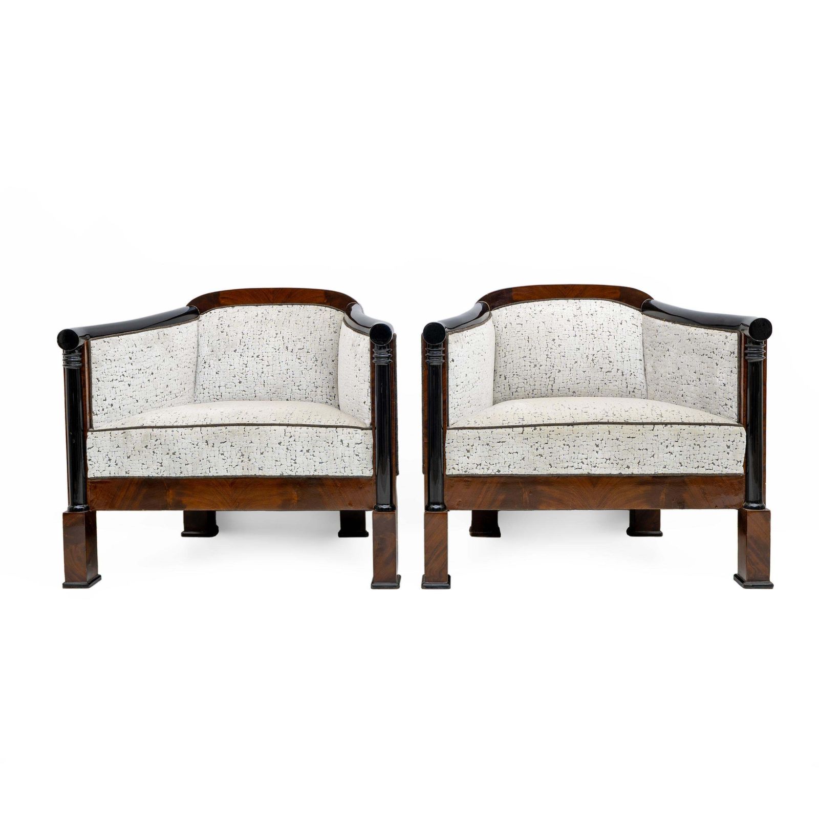 Pair Of 19th Century Biedermeier Mahogany Feather Armchairs Vienna 1840s photo for sale