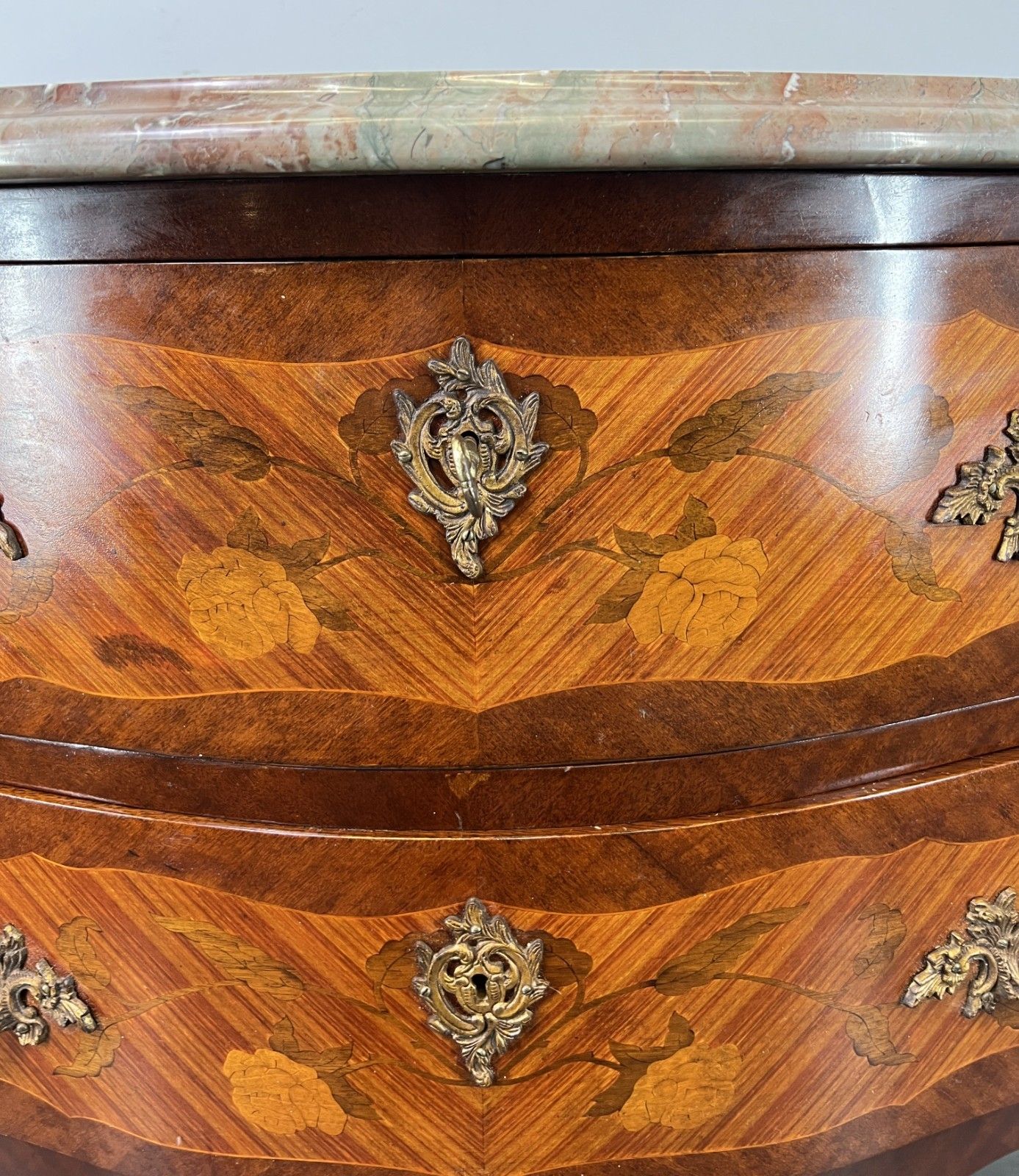 Chest Of Drawers Vintage French Style Marble Top Walnut Cabinet Lot 4781 photo vinterior