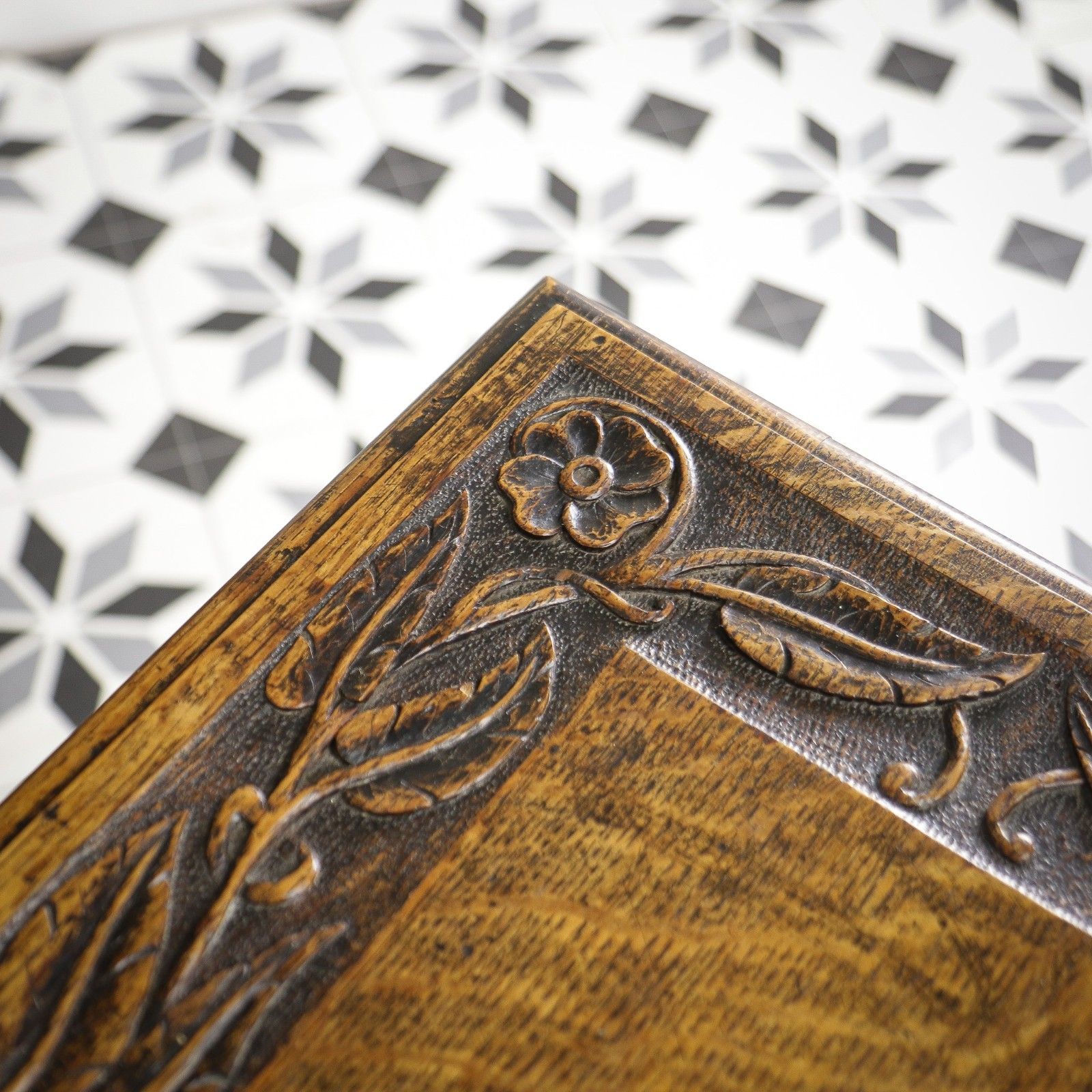 Furniture Victorian Antique Oak Side Or Hall Table Heavily Carved In Oak photo