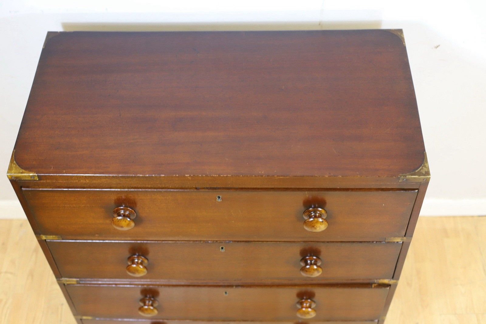 photo for sale Antique Mahogany Military Campaign Chest Of Drawers