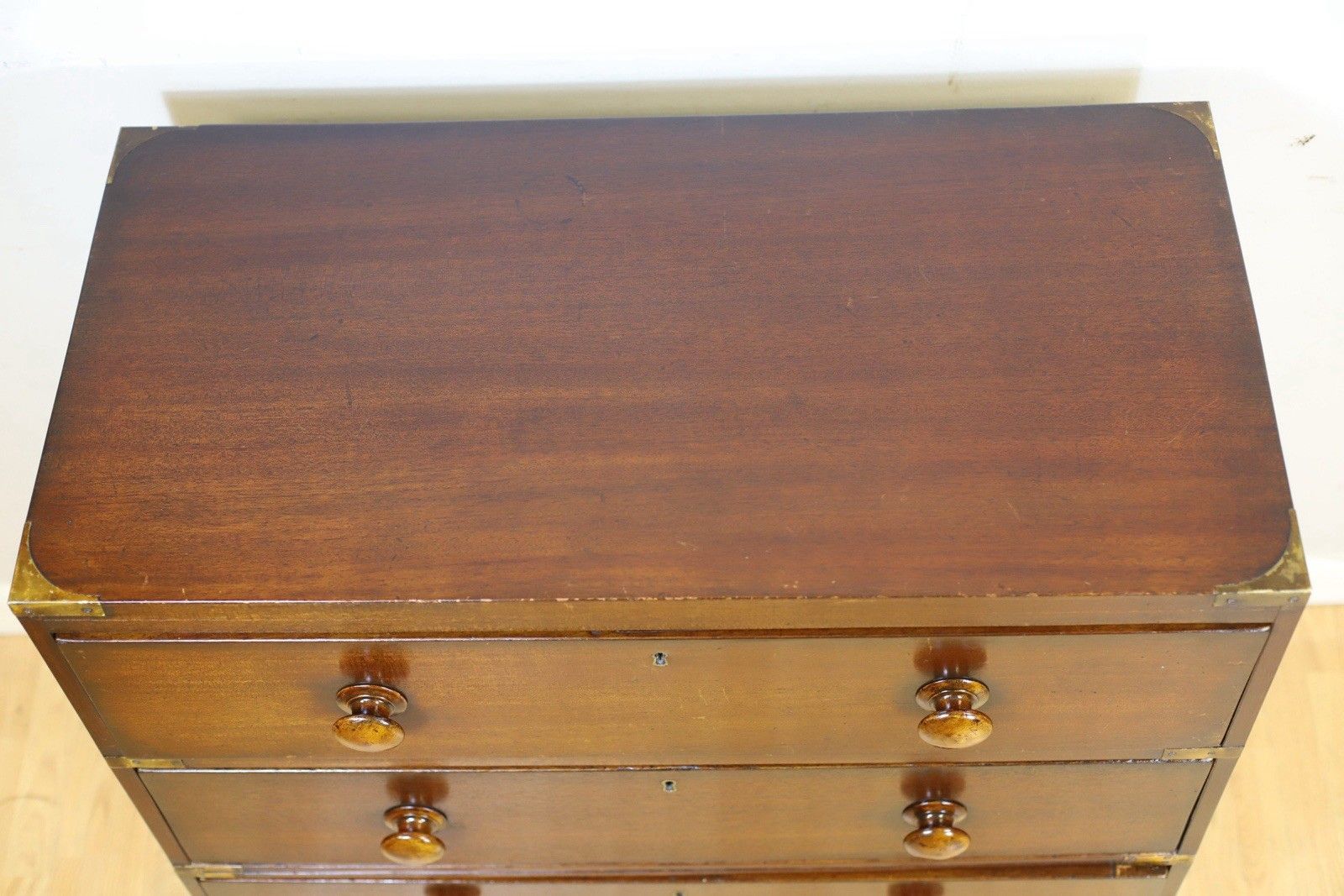 Furniture Antique Mahogany Military Campaign Chest Of Drawers photo