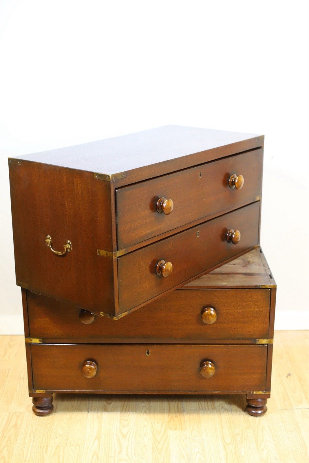 1838.0 Antique Mahogany Military Campaign Chest Of Drawers photo