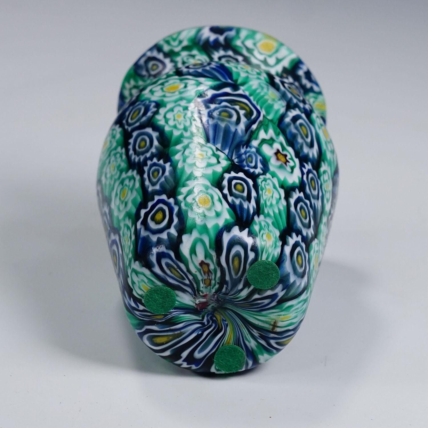 Antique Millefiori Vase Green Blue, Fratelli Toso Murano Ca. 1920s photo vinterior