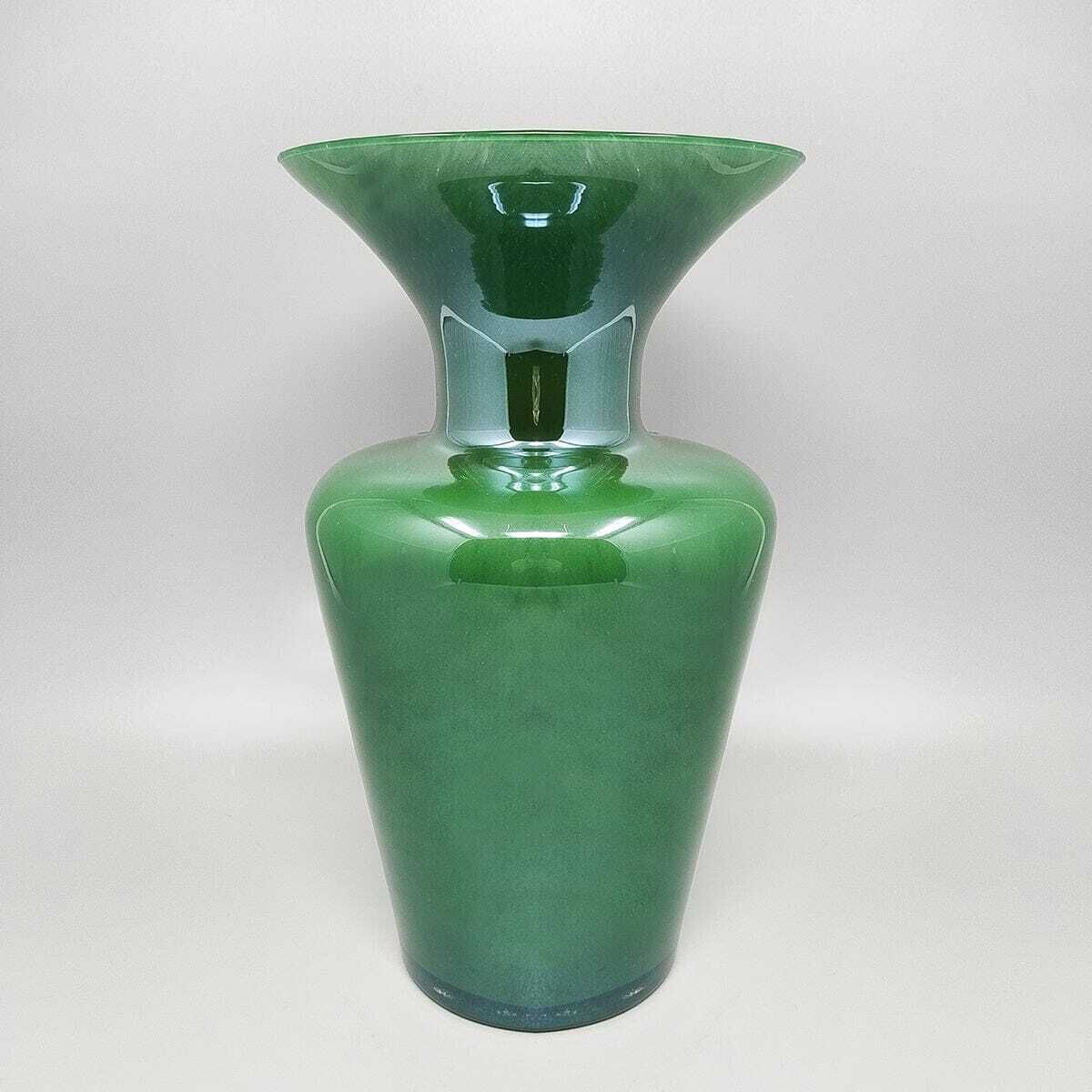 1970s Luxury Handcrafted Green Vase In Murano Glass By Maestro Del Vetro. Made In Italy. photo furniture