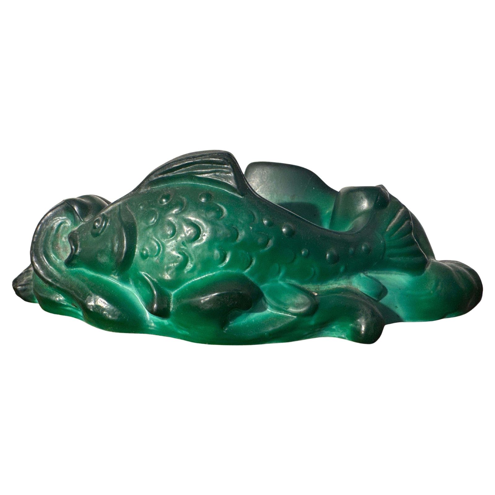 Animal Art Glass Object Malachite Fish Designed By H. Hoffmann And C. Schlevogt. photo furniture