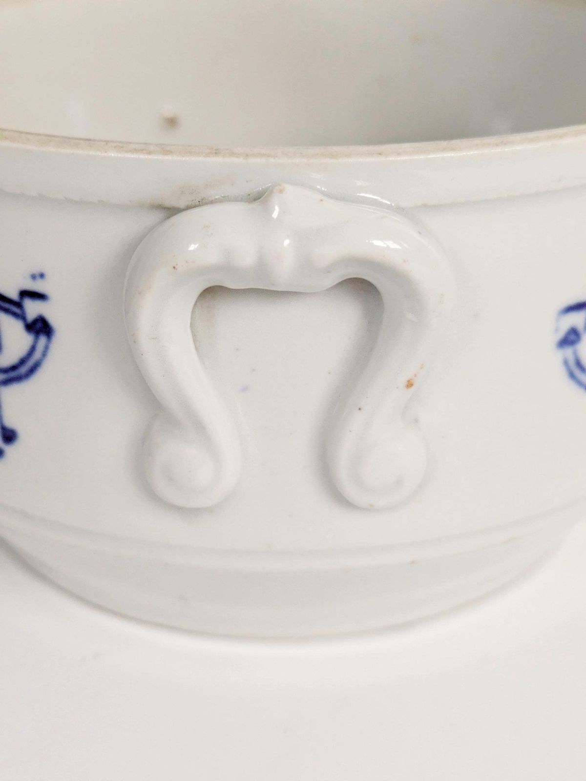 Home Decor Set Of 2 Antique Art Deco Saint Uze Lidded Ceramic Pots, French Blue photo