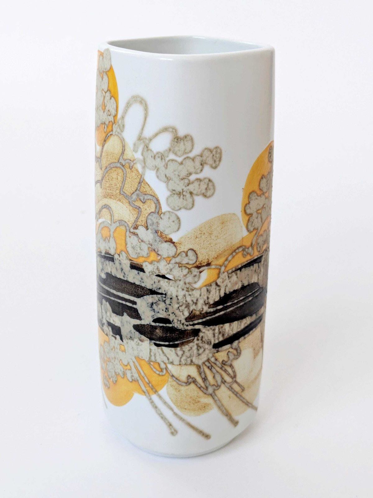 photo furniture 1960s Royal Copenhagen Faience Siena Vase By Ellen Malmer, Midcentury Abstract Design