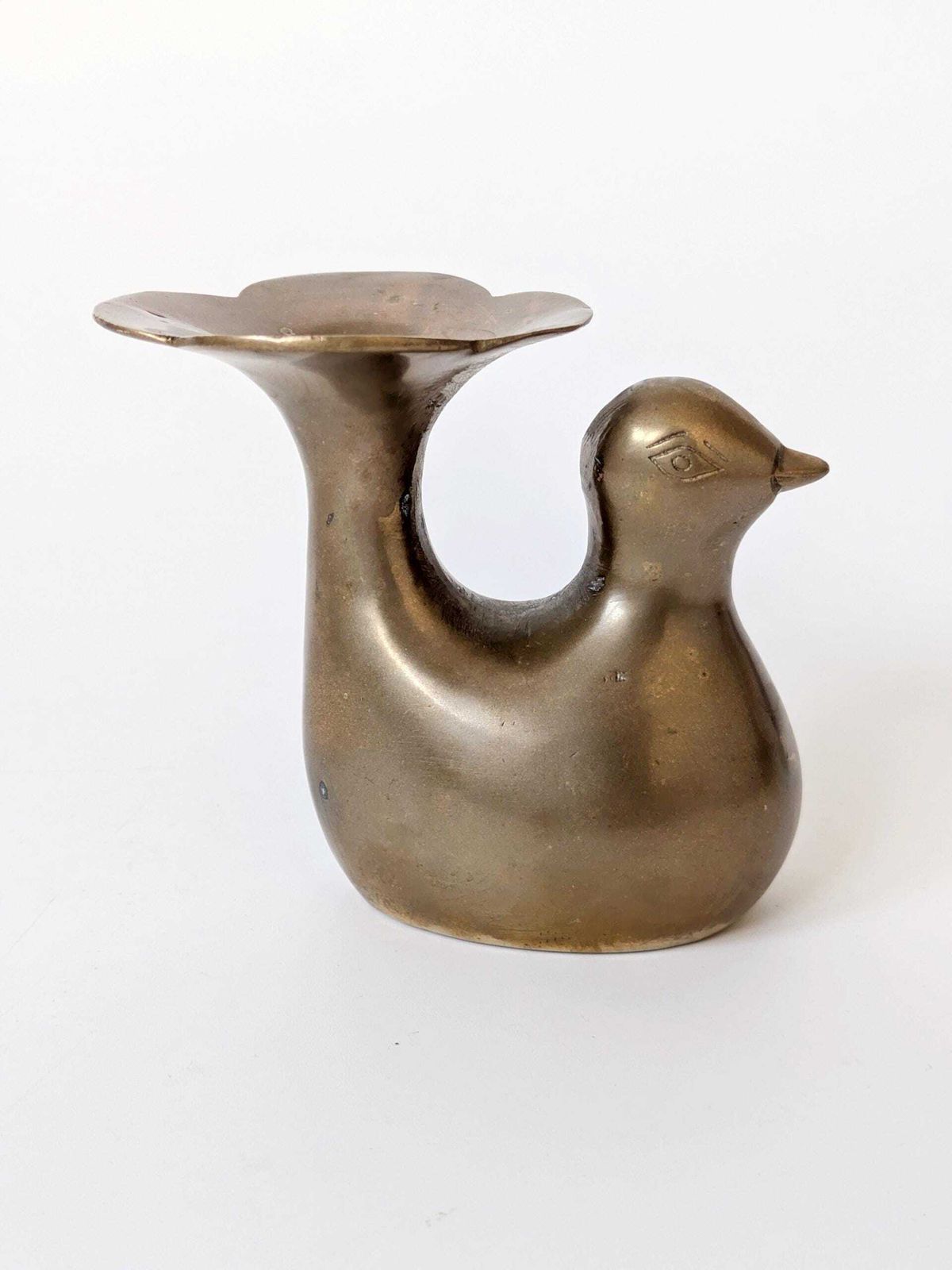 1960s Midcentury Style Brass Bird Candleholder Or Bud Vase, Modern Rustic Accent photo buy
