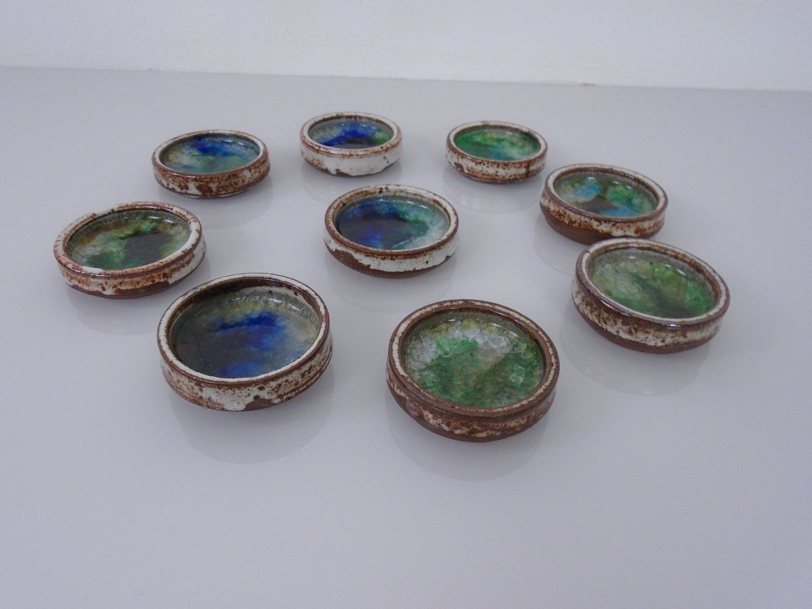 Danish Studio Ceramic Bowls By Jim & Henny Waldorff For Svaneke, 1960s, Set Of 9 photo vinterior