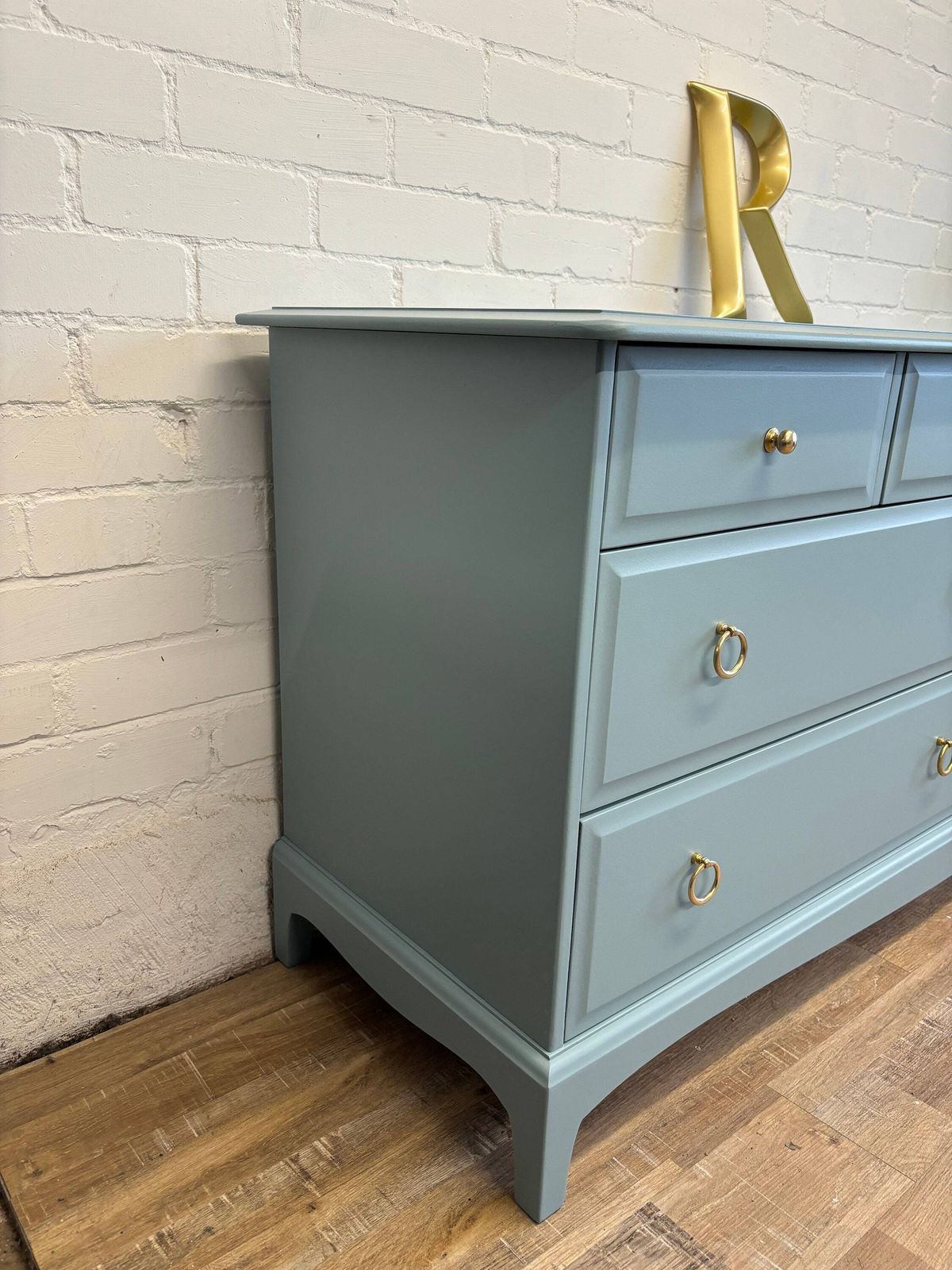 photo furniture Stag Minstrel Captains Chest Painted Province Blue