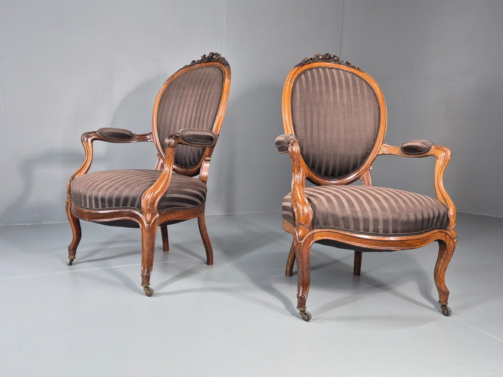 2 Antique Rococo Armchairs Walnut Frames 1880s Denmark Quality  Eb11331 Vclo