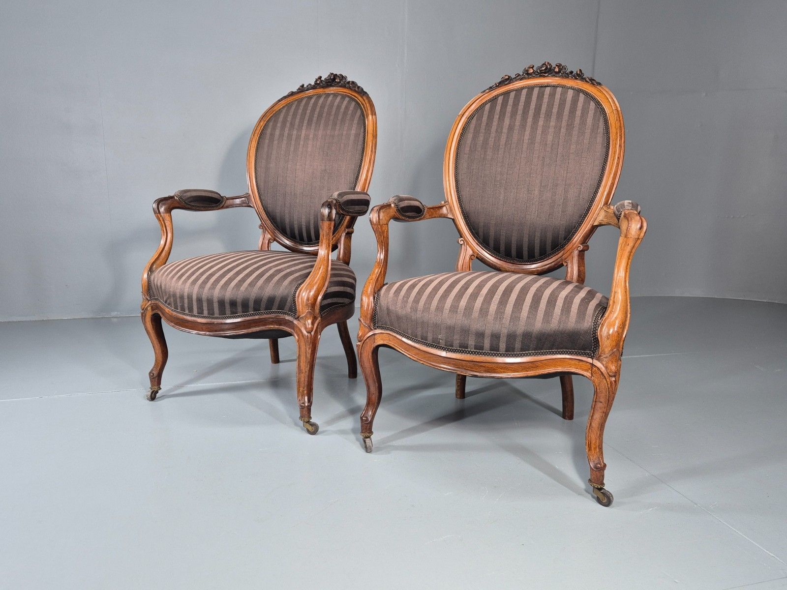 2 Antique Rococo Armchairs Walnut Frames 1880s Denmark Quality  Eb11331 Vclo photo 475.0