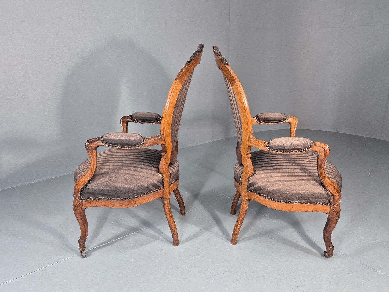 photo for sale 2 Antique Rococo Armchairs Walnut Frames 1880s Denmark Quality  Eb11331 Vclo
