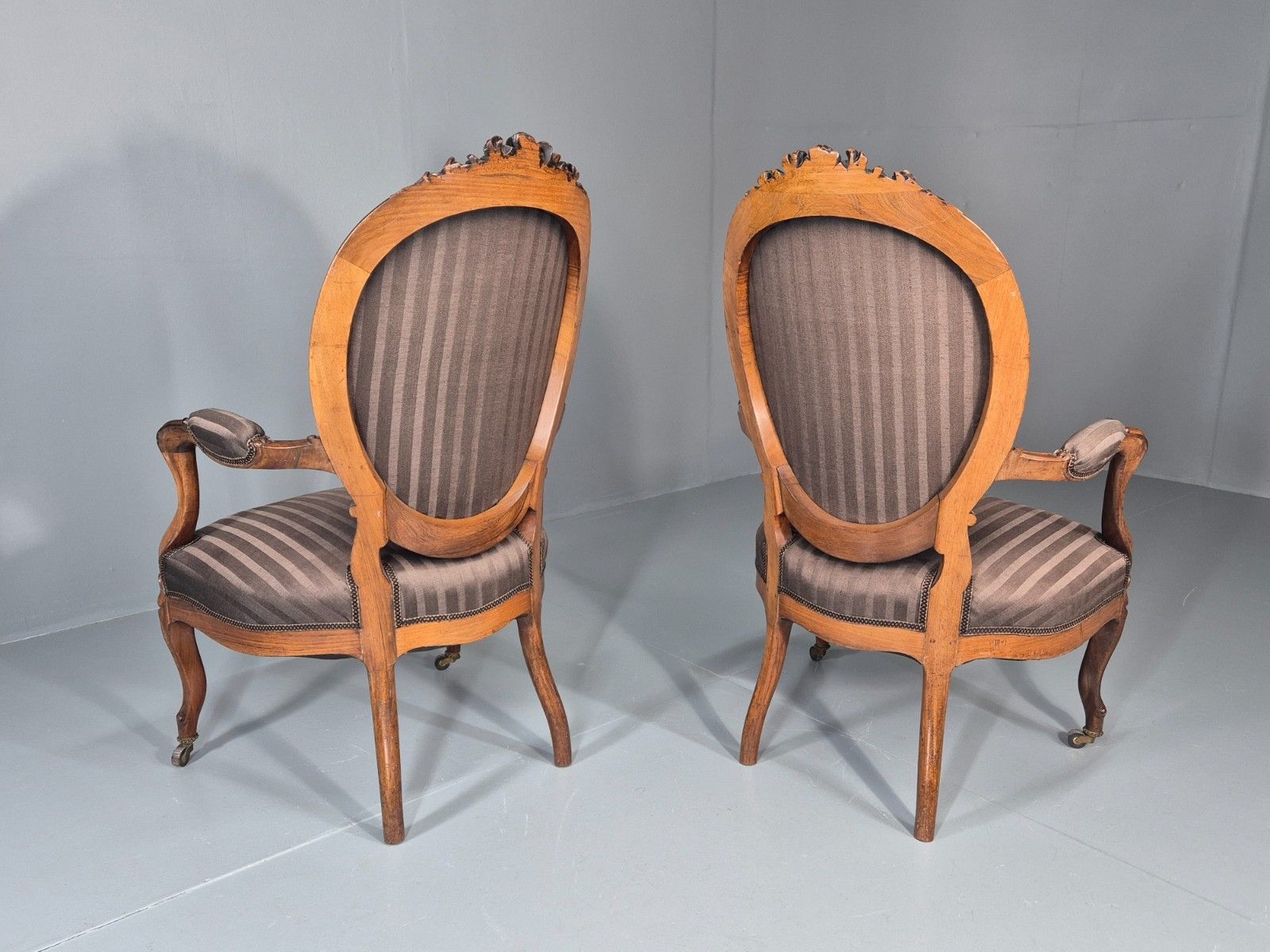 Furniture 2 Antique Rococo Armchairs Walnut Frames 1880s Denmark Quality  Eb11331 Vclo photo