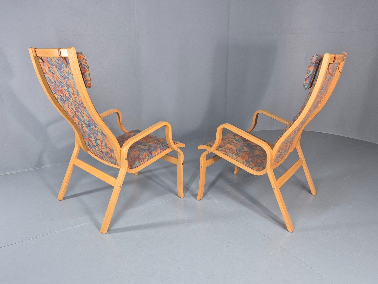 Furniture 2 Vintage Bentwood Lounge Chairs Finn Ostergaard 1980s Retro Mcm Eb11337 Mben photo