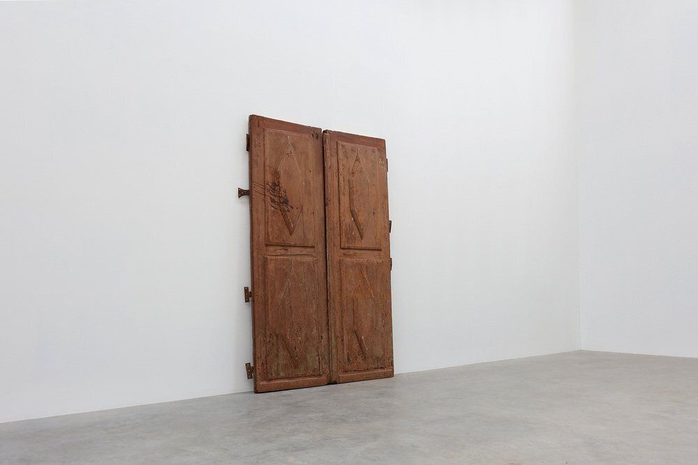 Large 17th Century Terracotta Lacquered Oak Monastery Doors, Portugal, Set Of 2 photo Home Fixtures