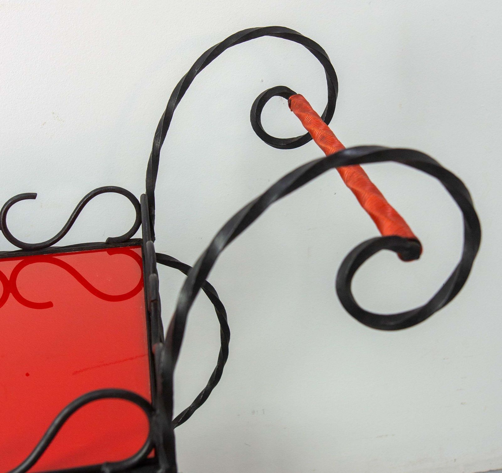 Mid Century Black Metal & Plexiglass Red & Yellow Trolley Bar Cart, Circa 1950 photo buy