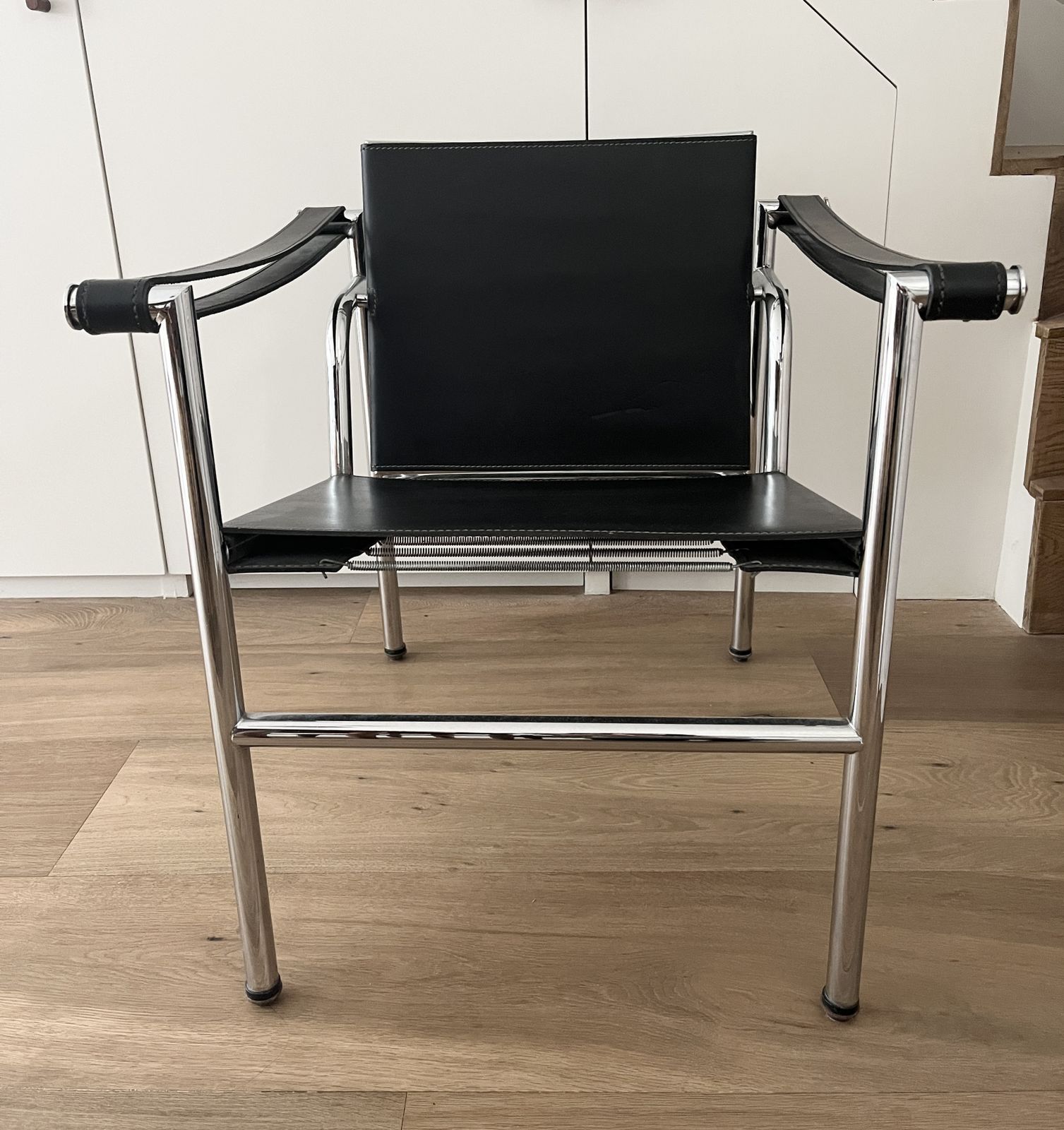 Le Corbusier Vintage 1970s Black Leather Armchair Model  Lc1 For Cassina. photo for sale