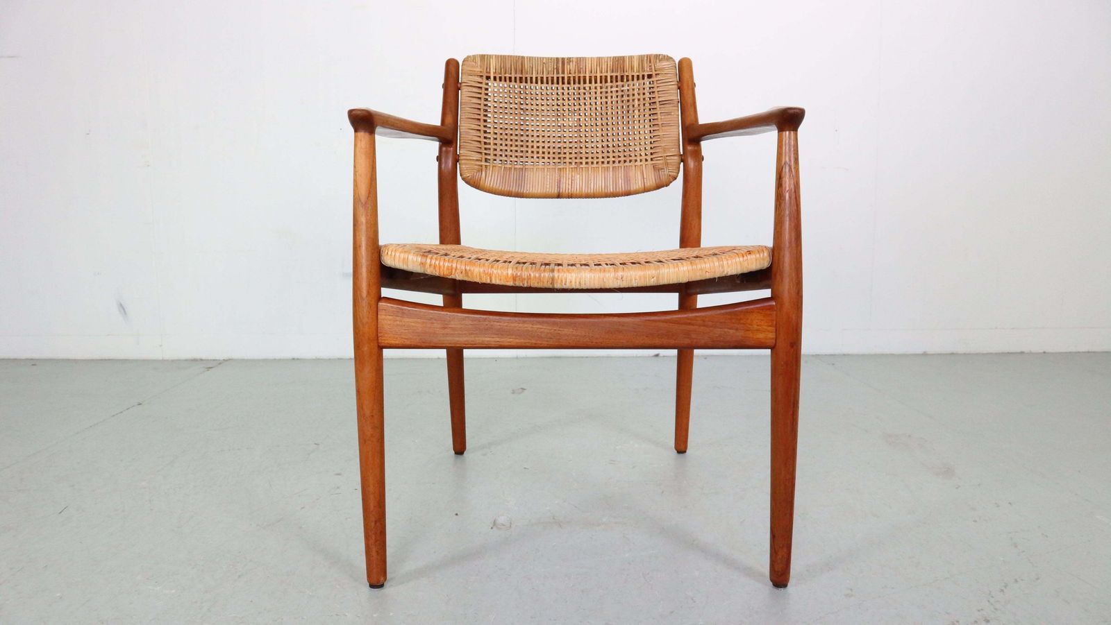 Arne Vodder Teak/Rattan Chair "Model 51" For Sibast Furniture, 1950 Denmark photo furniture
