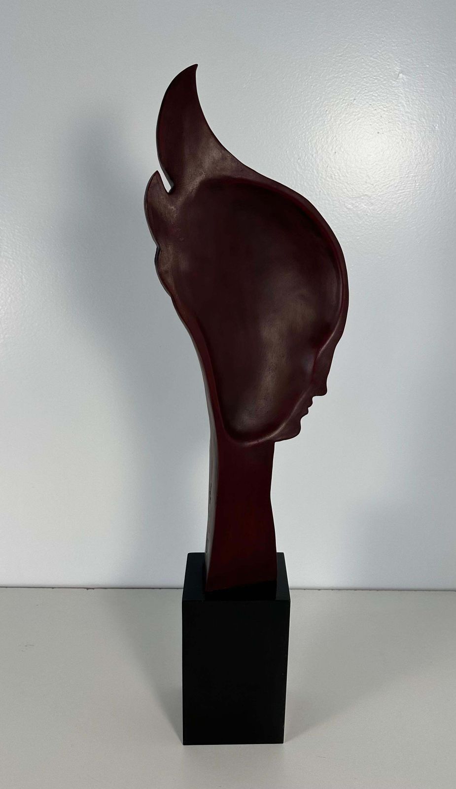 G. Cacciapuoti Art Deco Red Porcelain Stoneware And Wood Woman Profile, 1930s photo vintage