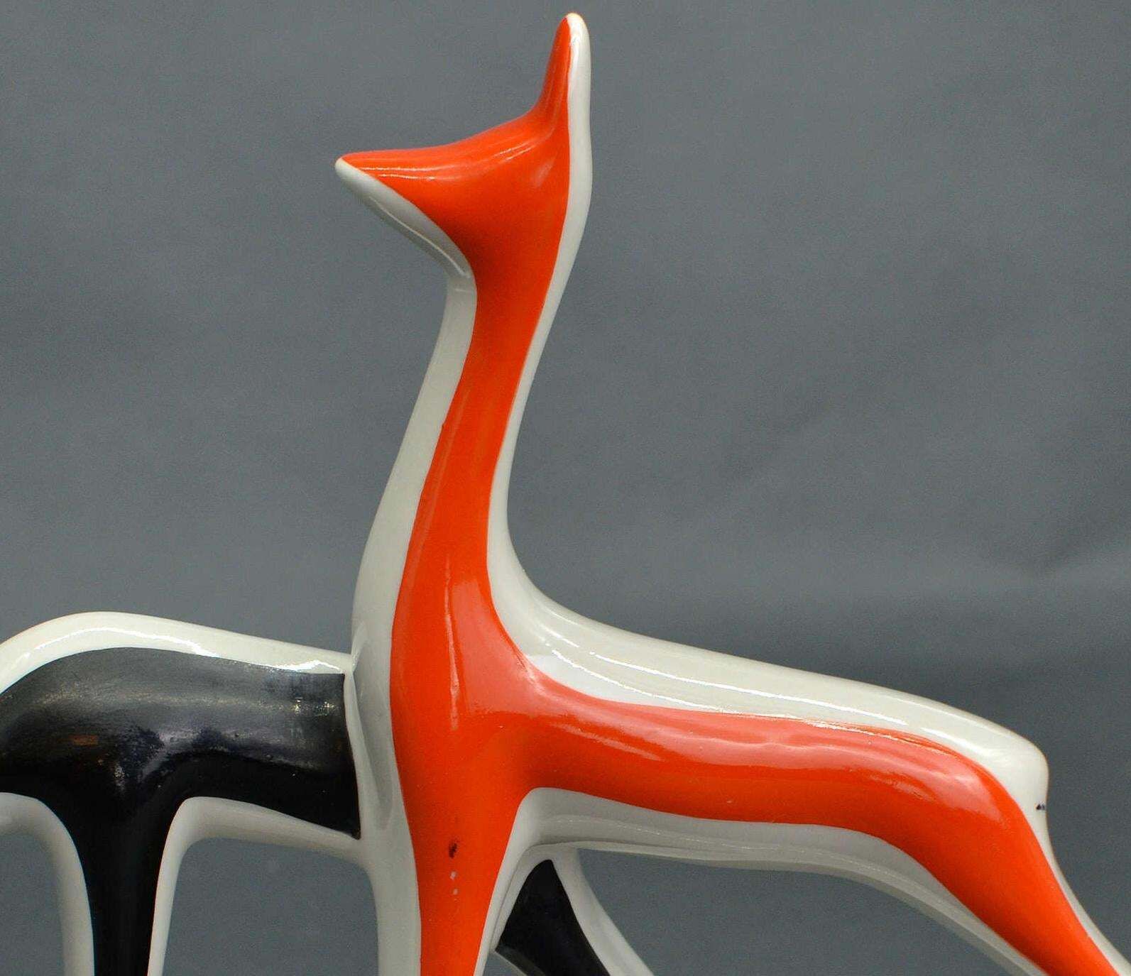 Levon Agadzhanyan Deers, Art Deco Figurine. Porcelain, Hand Painted. Riga Porcelain Factory 1963 photo Art