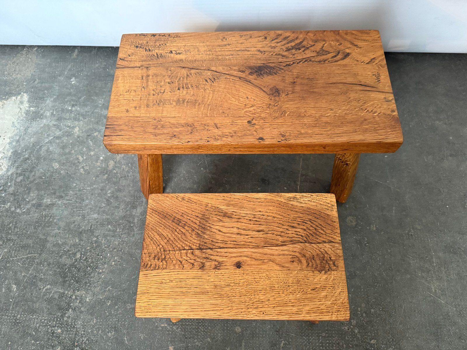 Brutalist Oak Nesting Tables, 1970s, Set Of 2 photo Furniture