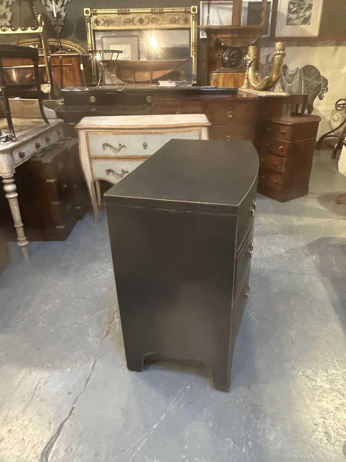 Regency Ebonised Bow Chest Of Drawers photo vintage