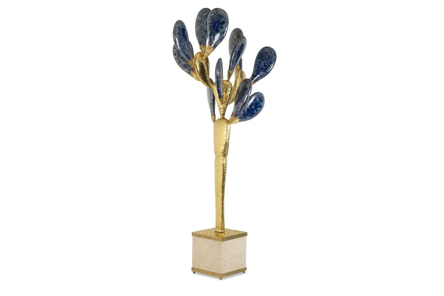 Jacques Duval Brasseur, Large Cactus Sculpture In Gilded Brass. 1992