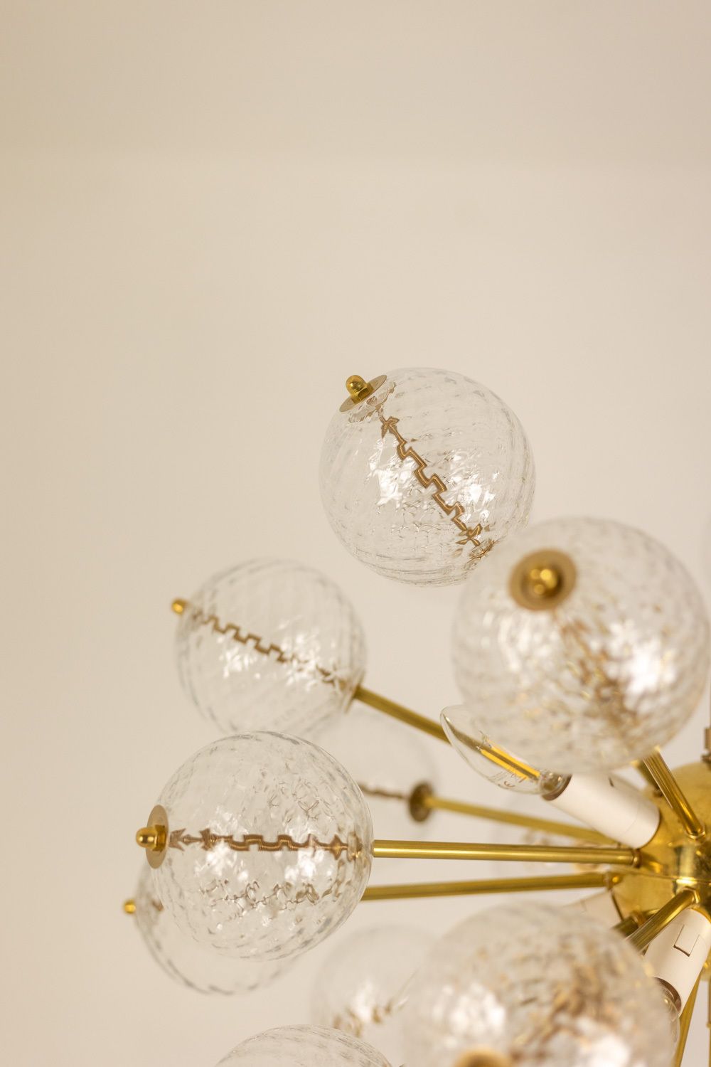 Kamenicky Senov, Published By. Pair Of Brass And Glass Chandeliers. Circa 1970. photo 6000.0