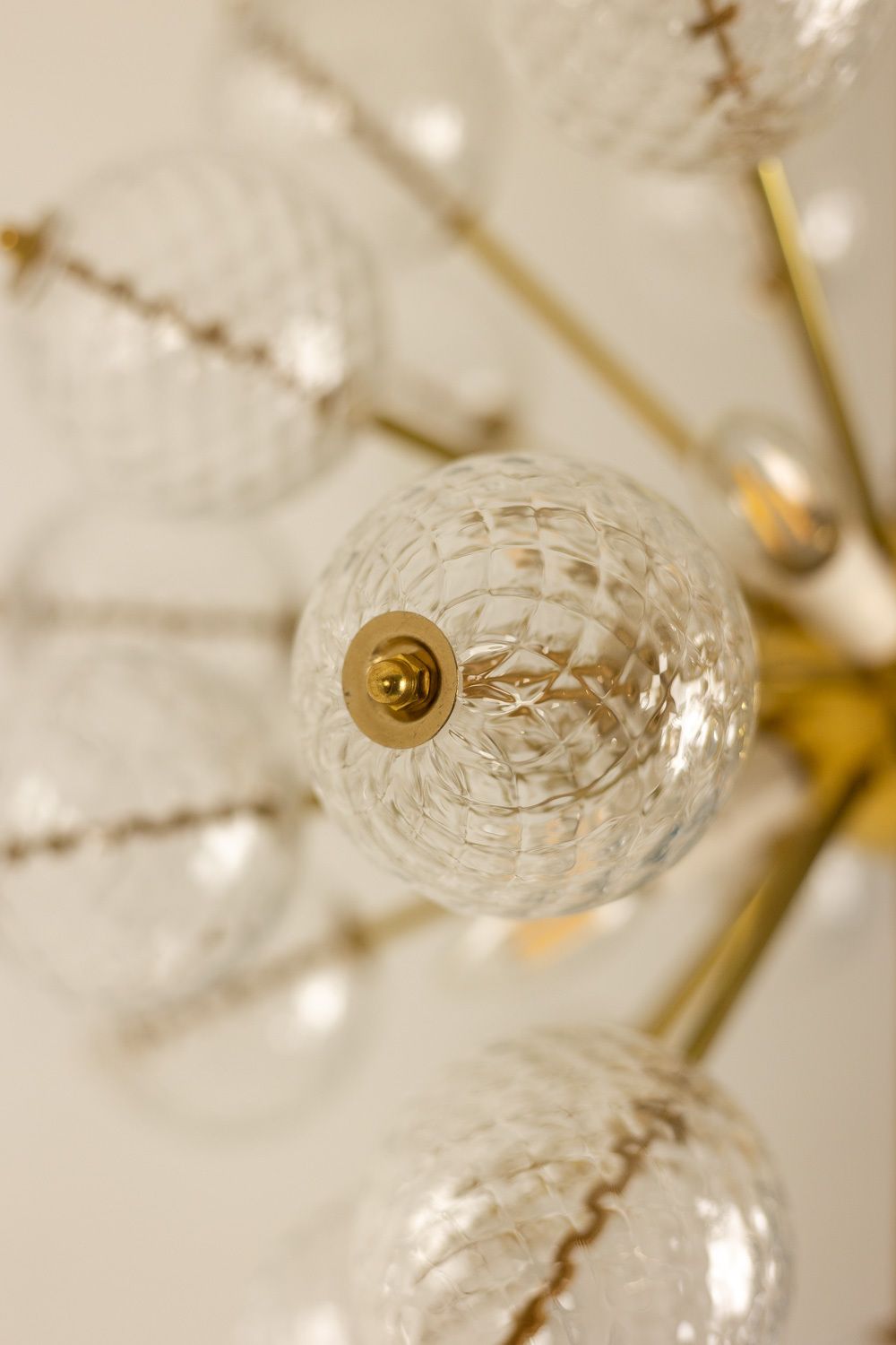 Kamenicky Senov, Published By. Pair Of Brass And Glass Chandeliers. Circa 1970. photo vinterior