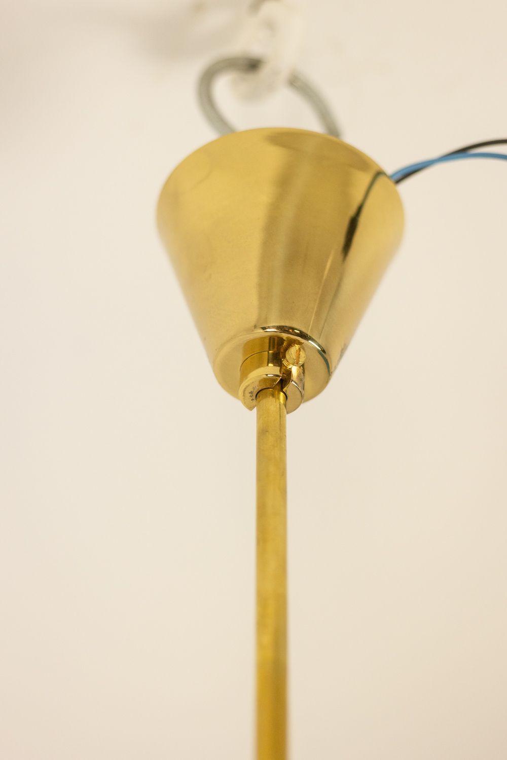 photo vintage Kamenicky Senov, Published By. Pair Of Brass And Glass Chandeliers. Circa 1970.