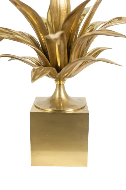 Maison Charles, “Agave” Lamp In Gilded Bronze And Patinated Brass. 1970s photo Lighting