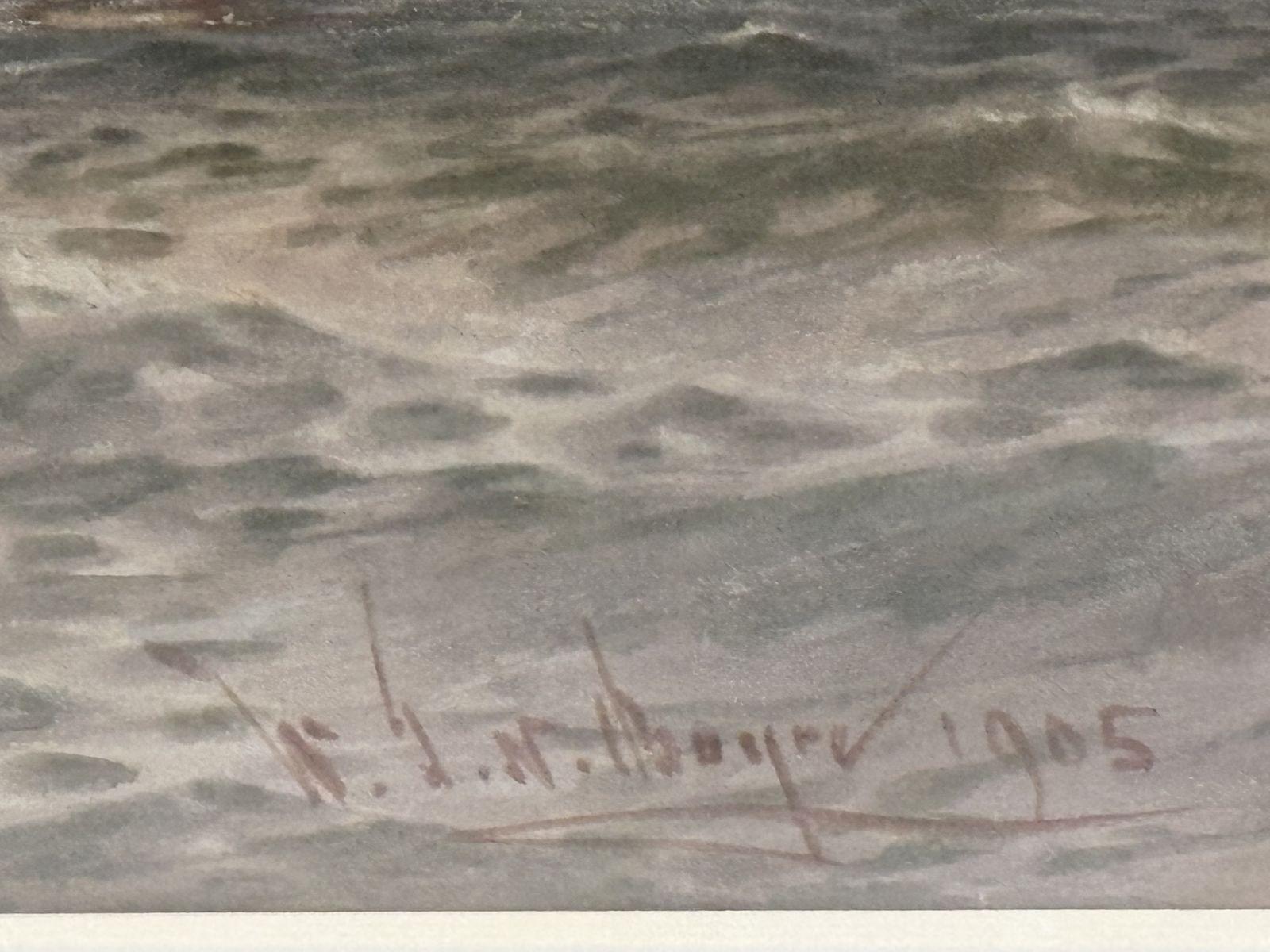 Painting Of Sailboats Passing Lighthouses Dated 1905 photo 295.0
